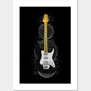 3 line ball and gold guitar Posters and Art